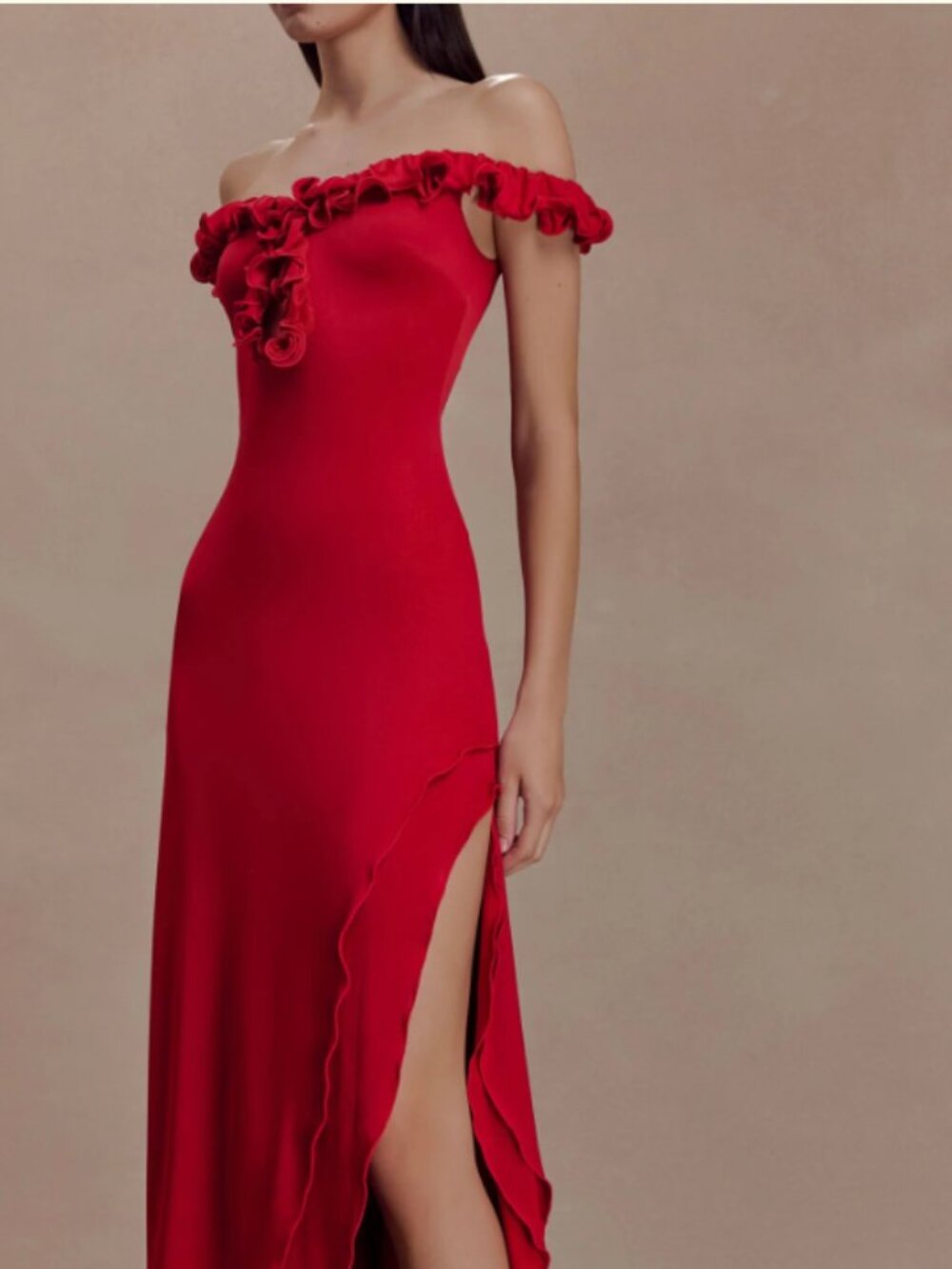 Meshki Red Midi Off the Shoulder Dress - Picture 5 of 5